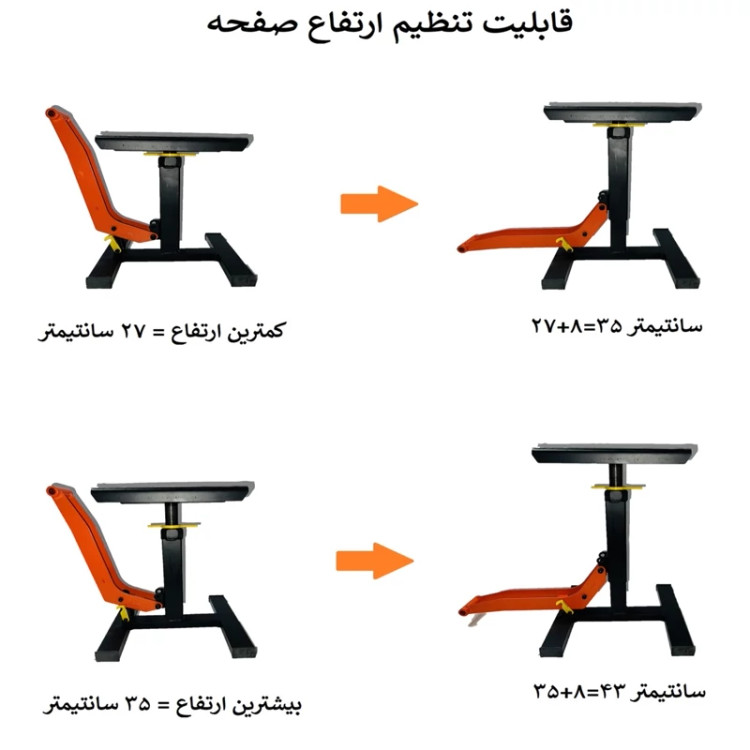 پیچ ریگلاژ تنظیم ارتفاع جک موتور کراس CycleParts از ۲۷ تا ۳۵ سانتیمتر